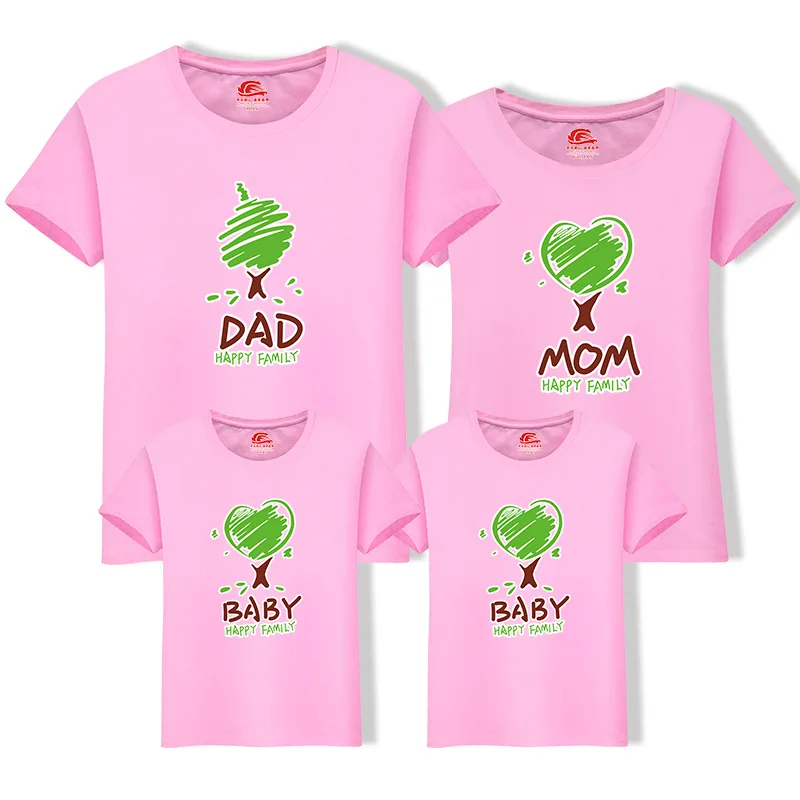 

Family Matching Outfit Summer Short Sleeve T Shirt Top Clothes Cotton Mother Father Son daughter Dresses DAD MOM Tree LD10082