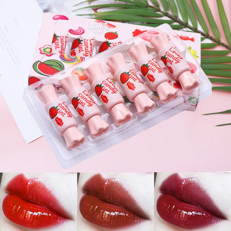 

6 Glitter Colors Fashion Girl Lip Gloss Moisturizing Waterproof Long Lasting Lipstick Liquid Cosmetic Tools Lip Cosmetic TSLM1