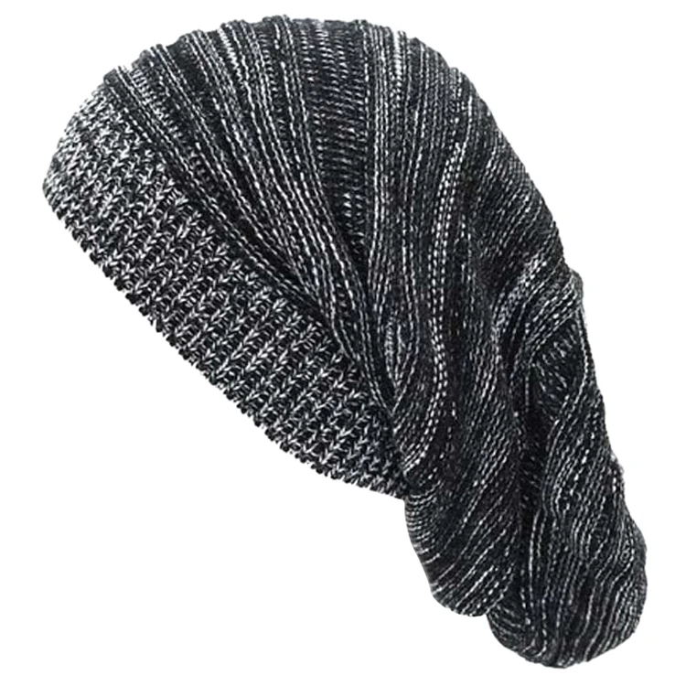 

New Unisex Women Men Warm Knit Baggy Beanie Hats Winter Soft Oversized Ski Cap Hat black