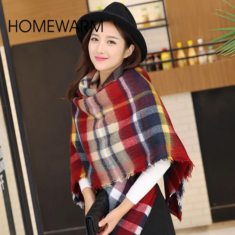 

za winter 2014 scarf plaid new designer unisex acrylic basic wrap shawls women's female knitted fall pashmina chirstmas gift