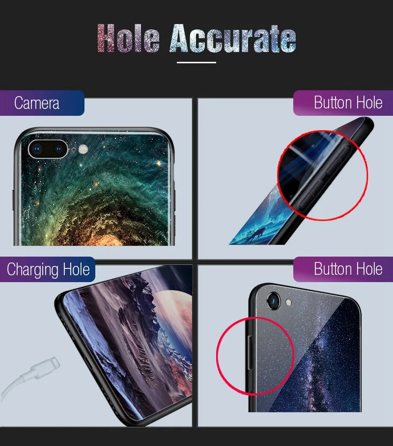 Hisomone Star Space Phone Case For iphone X Cute Patterned Tempered Glass Cover For iPhone 7 8 Plus 6 6S Soft Edge Silicone Capa