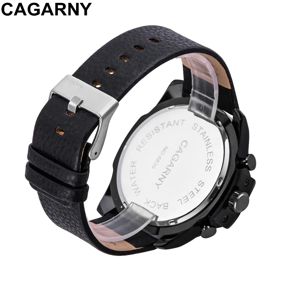 Reloj Hombre Роскошные Брендовые мужские часы CAGARNY с кожаным ремешком кварцевые часы военные спортивные мужские часы Relogio Masculino