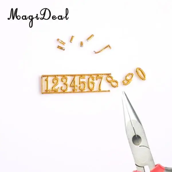 MagiDeal Vintage Design 1/12 Scale Golden Dolls House Miniature Set of Metal Numbers 0-9 Door for Office Bedroom Bar Pub Acce