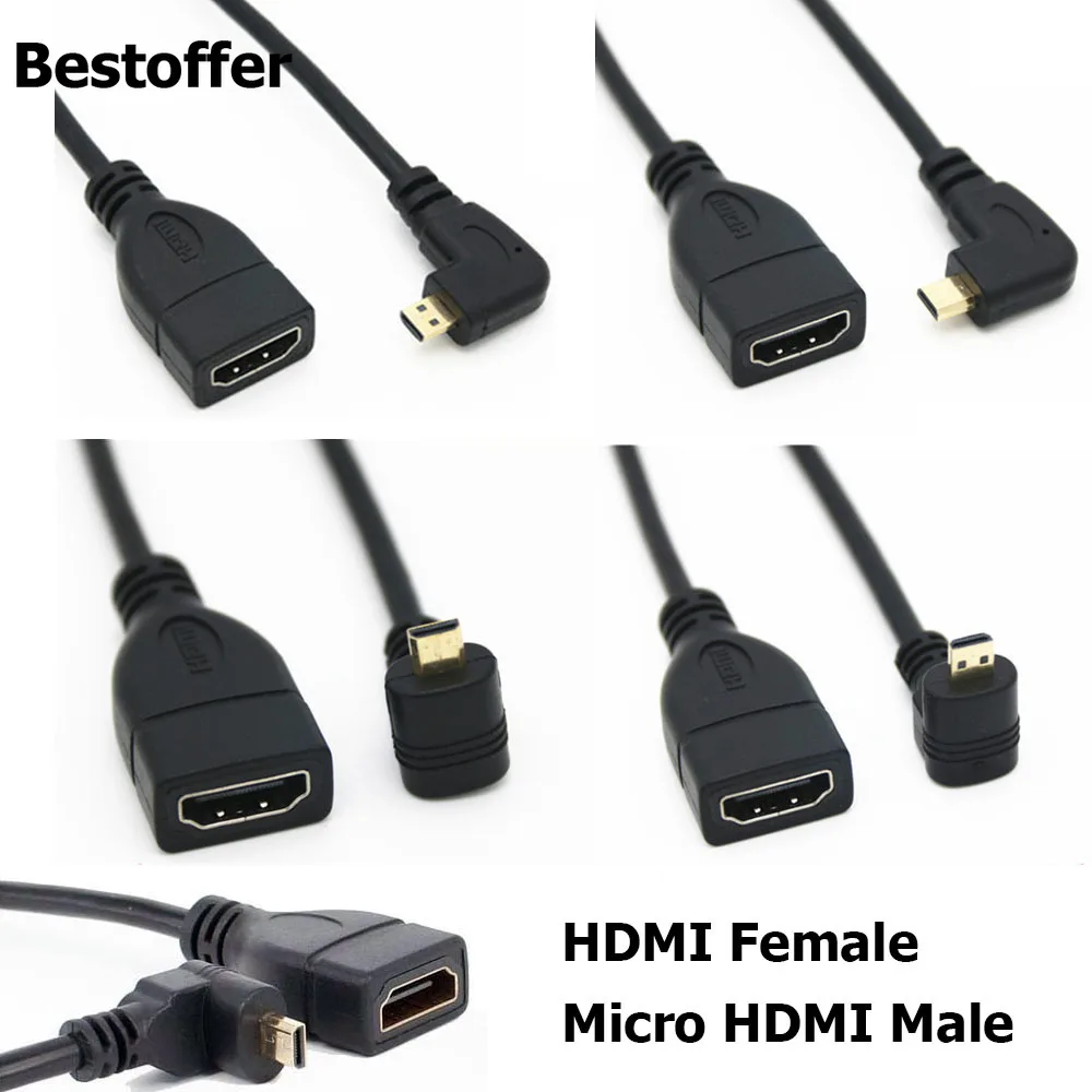 Позолоченный встраиваемый HDMI гнездо до 90 градусов угловой микро штекер Адаптер