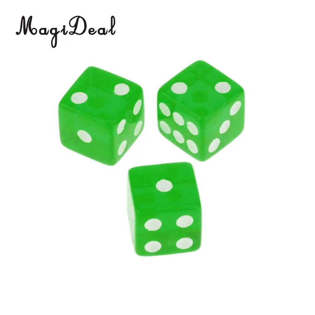 MagiDeal High Quality 100 x Translucent 16mm Six Sided Spot Dice RPG Games for Funny Party Club Dice Sport Game 5 Colors Choose