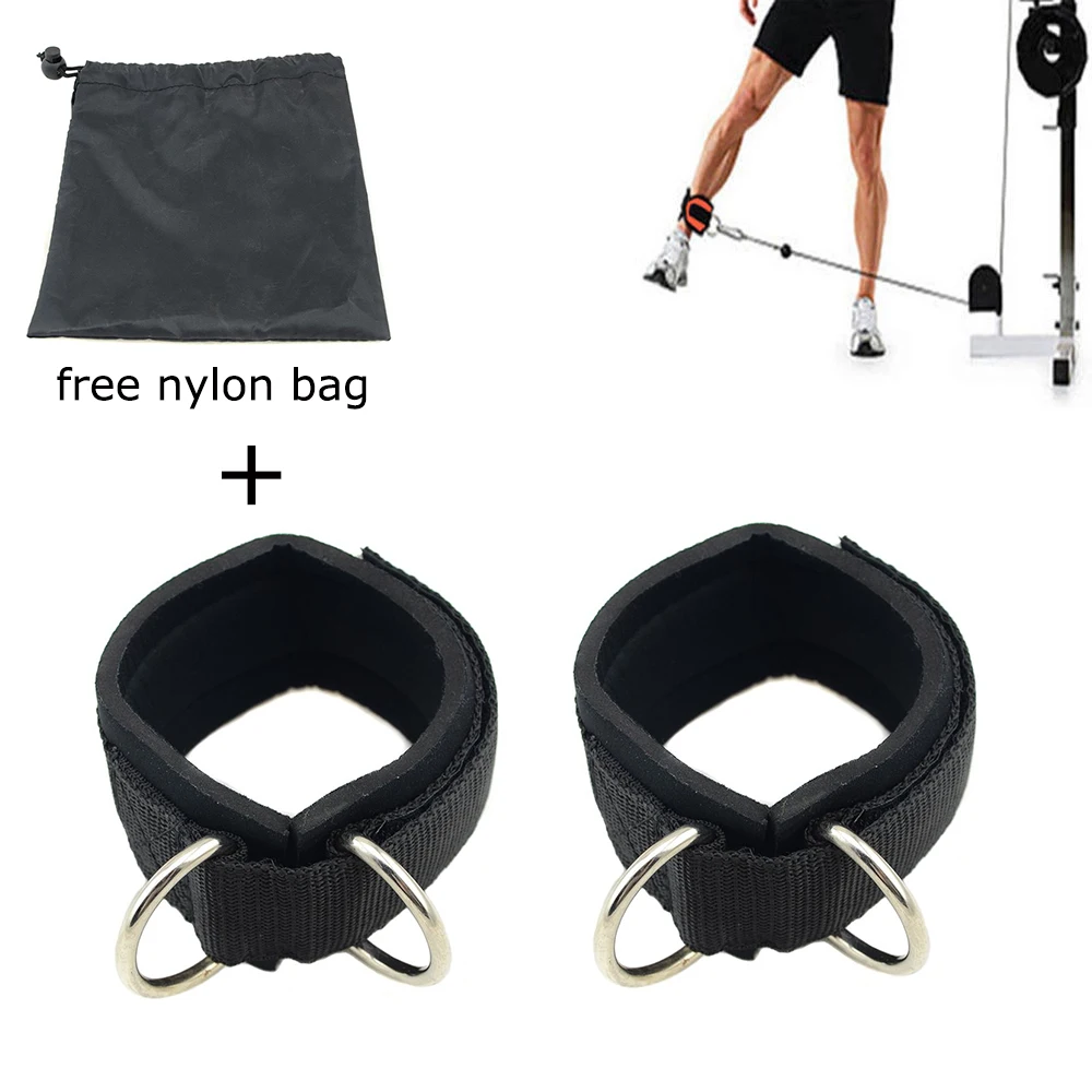 1 Pair Crossfit Ankle Cuffs For Cable Machine 2 D Ring Fitness Leg