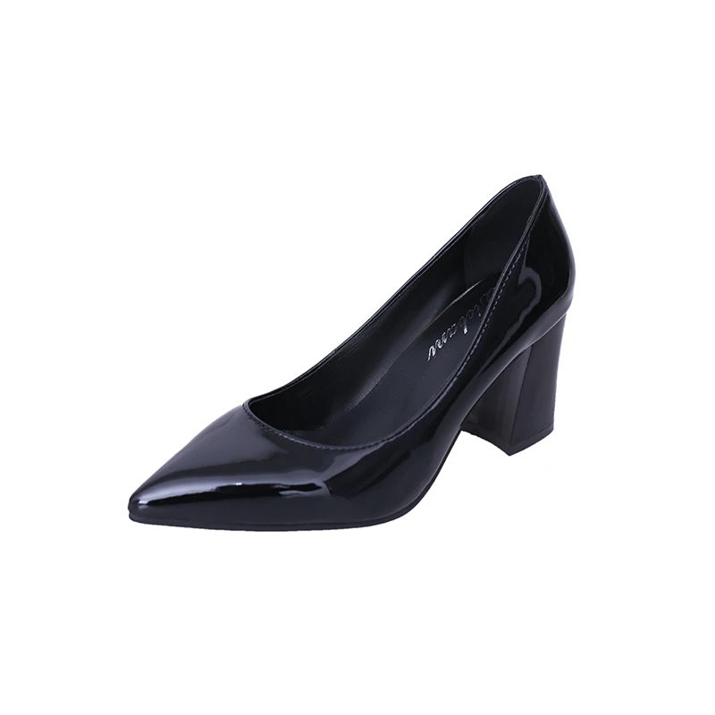 Новые женские туфли на высоком каблуке, 6 цветов, 7 см, женские осенние тонкие туфли из лакированной кожи на толстой подошве с острым носком женская обувь, C0841