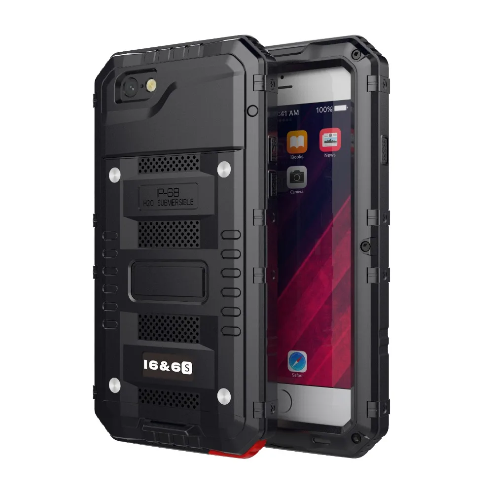 

3 Proofings Armor Case for Iphone X XS XS Max Metal Aluminum Dirt Shock Waterproof IP68 Case for iPhone XR Heavy Rugged Cover