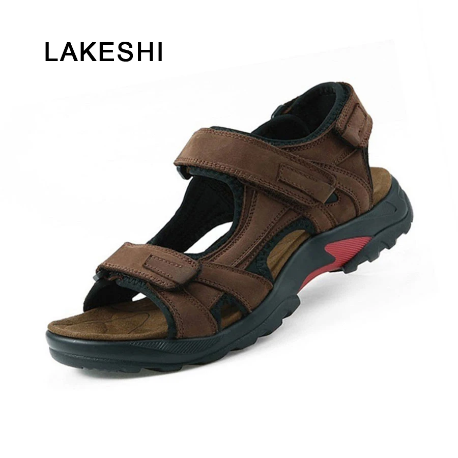 New Men Sandals Summer Shoes Genuine Leather Men Shoes Comfortable Outdoor Shoes Fashion Flat Men Shoes Plus Size 46 47 48