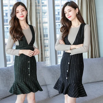 

Fashion Wild Skirt Set Pure Colour Shirt Strap Mermaid Skirt Women Two Piece Outfits Chic Temperament Ensemble Femme Deux Pieces
