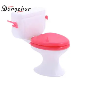 

Dongzhur Play House Toy Accessories Small Toilet Dollhouse Miniature 1:12 Dollhouse Furniture Bathroom Plastic Toilet Doll Toys