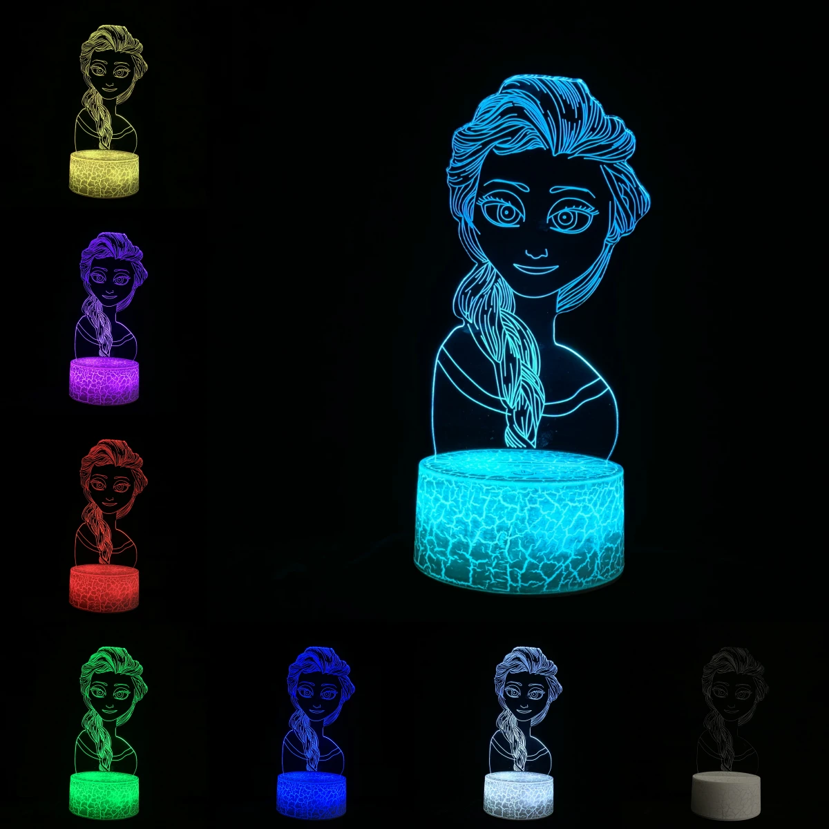 Мультфильм Принцесса Эльза Анна 3D лампа многоцветный вечерние светильник ing прекрасный подарок для девочек домашний декоративный ночной Светильник USB светодиодный
