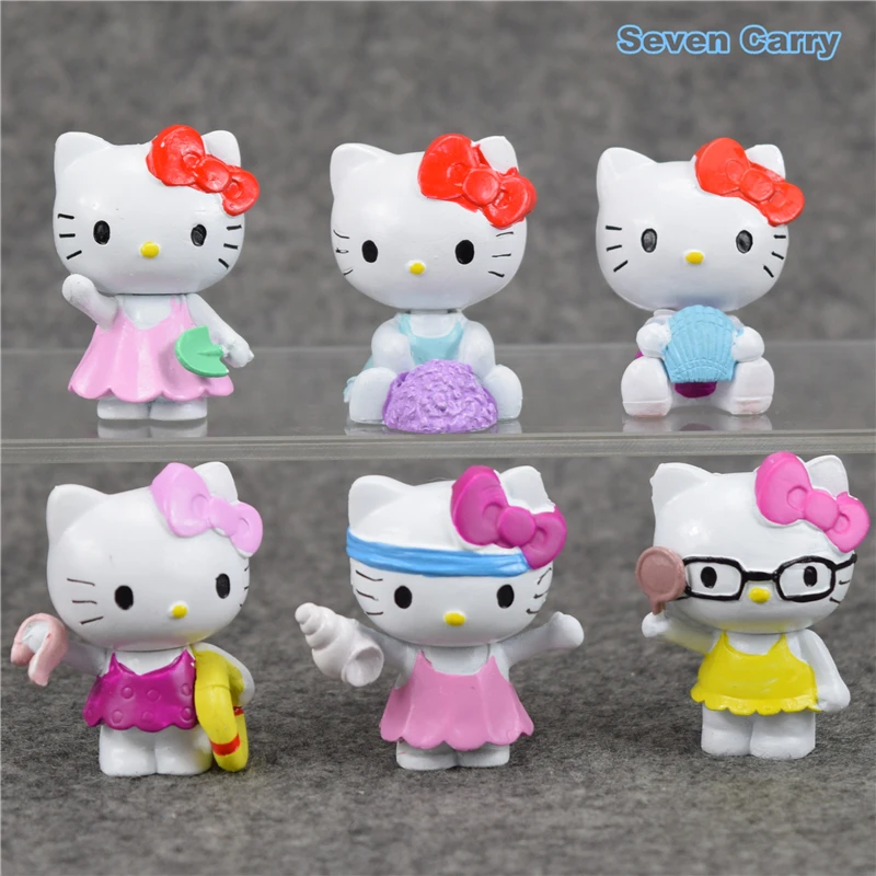 Cute Hello Kitty Beach Scene PVC Action Figures Collectible Model