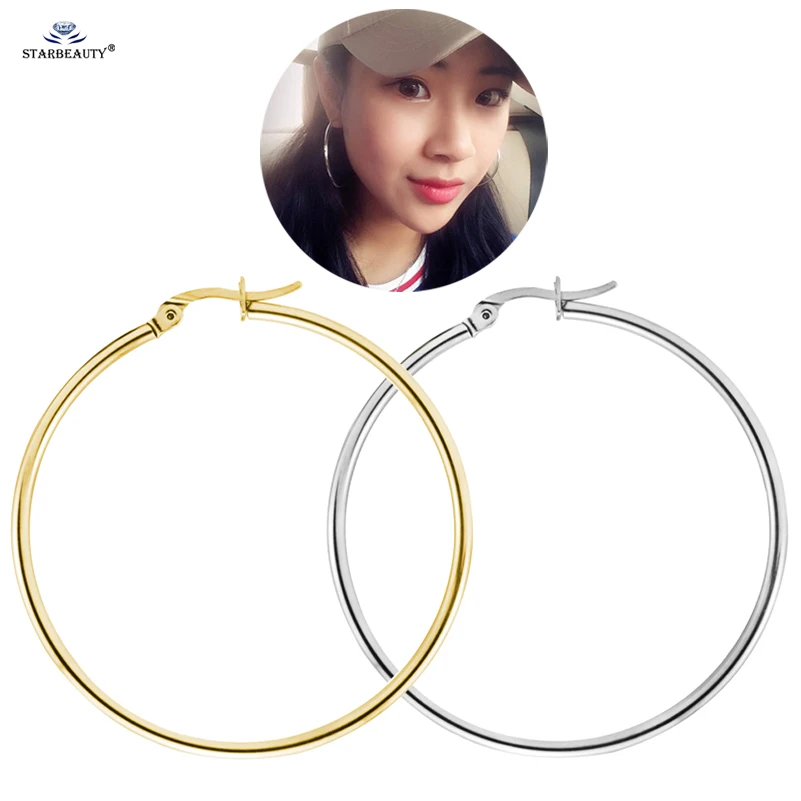 Starbeauty 2 шт./лот 3 ~ 7 см большие серьги кольца для женщин титановые петли Золотая
