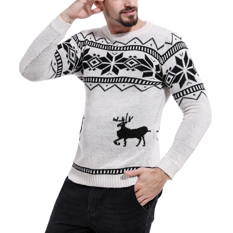 

Sweaters Male 2016 Men O-Neck Long Sleeve Cotton Fashion Christmas Sweater with Deer Pattern Brand Clothing Slim Pullovers