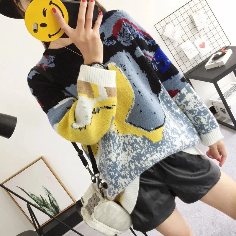 

2019 Fashion Autumn Winter Warm Women Pullover Long Sleeve Casual Loose Sweater Knitted Tops