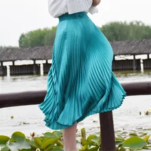 Цветок Небо Лето Новая мода стрейч яркие женские плиссированные юбки A Line Mid Maxi расклешенные вечерние юбки для женщин s Saia