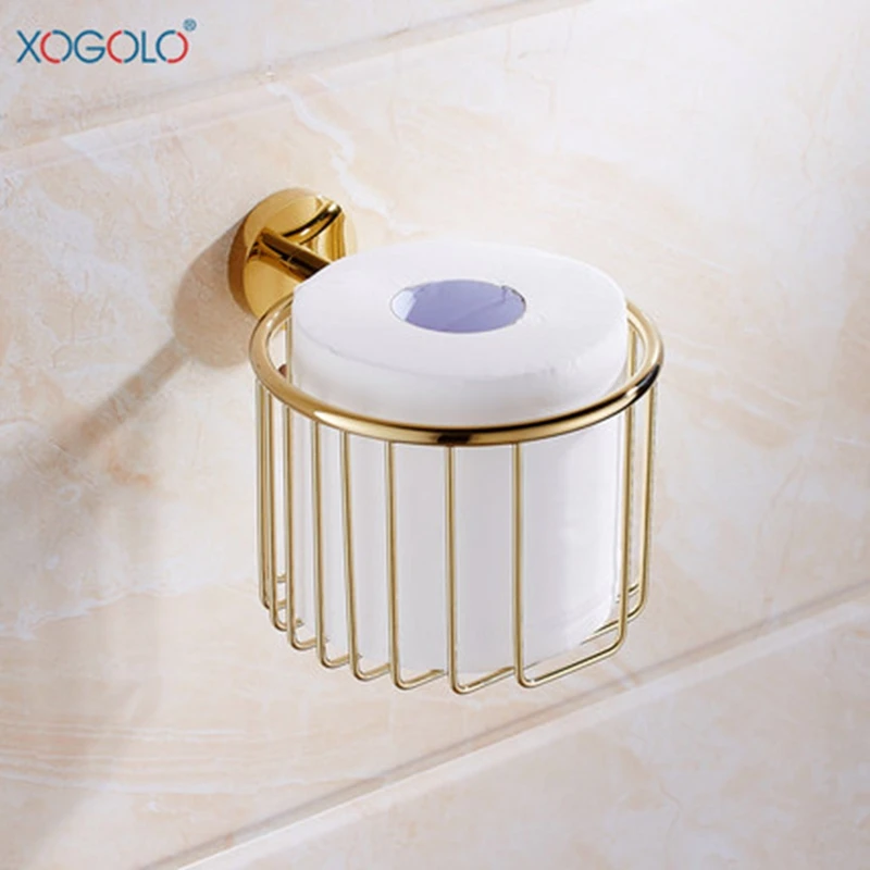 Xogolo твердая латунь современная мода золото Цвет настенный Ванная комната туалет Бумага держатель Бумага Полотенца корзина Интимные