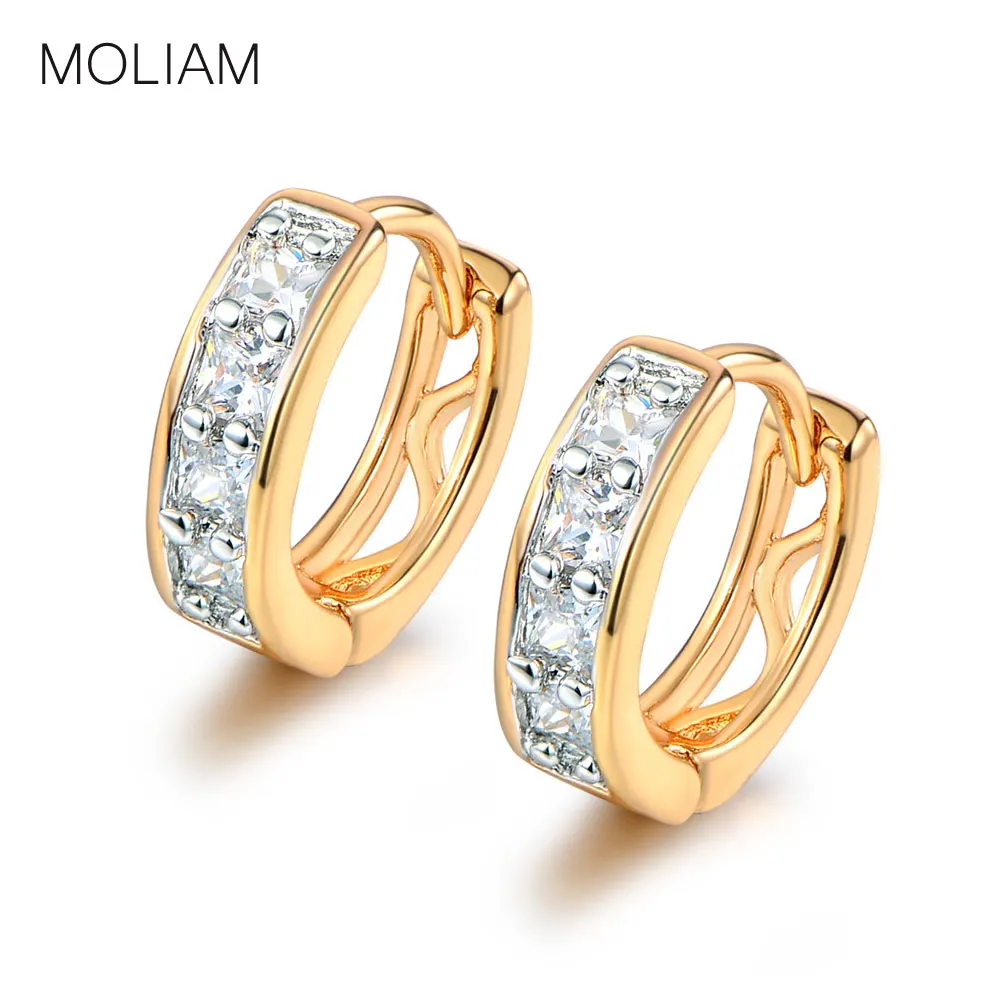 

MOLIAM Small Earrings for Women Silver/Gold-Color Cubic Zirconia Huggies Hoop Earring Ladies Brinco Fashion Jewelry MLE132