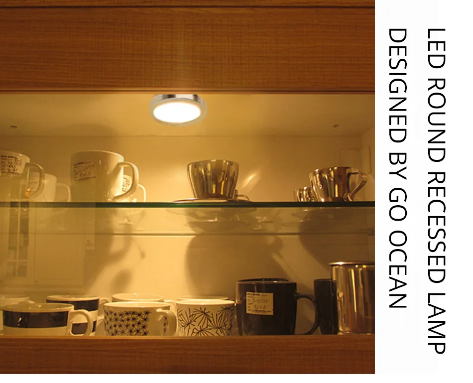 LED Under Cabinet Lights 12V Round Counter Puck Cupboard Wardrobe Kitchen Cuisine Drawer Lamp Shelf Showcase Closet Lighting (7)