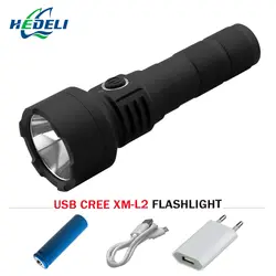 CREE XM l2 мощный светодио дный светодиодный фонарик usb перезаряжаемые lanterna Факел водостойкий light18650 батарея