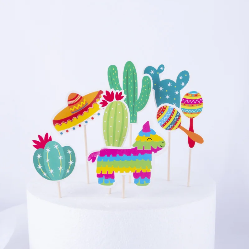 7 Pieces Lot Cactus Gateau Topper Licorne Cupcake Topper Anniversaire Fete De Mariage Gateau Deco Jungle Ete Fete Fournitures Aliexpress