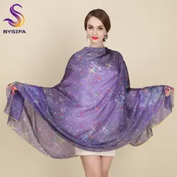 Большой шелковый шарф новый дизайн модные аксессуары женские фиолетовые звезды длинные шарфы обертывания 110*200 см большие размеры осенние