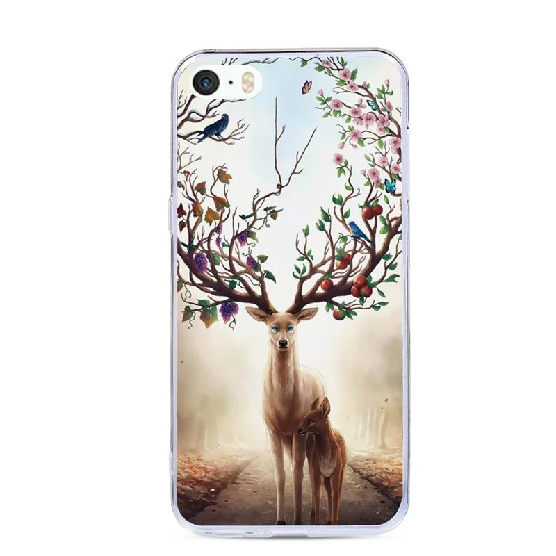 Phone Case for iPhone 4 4S Rugged Rubber Silicone Case Cover For iPhone 4 S 4G 4 Cartoon Painting Floral Animal Protective Cover