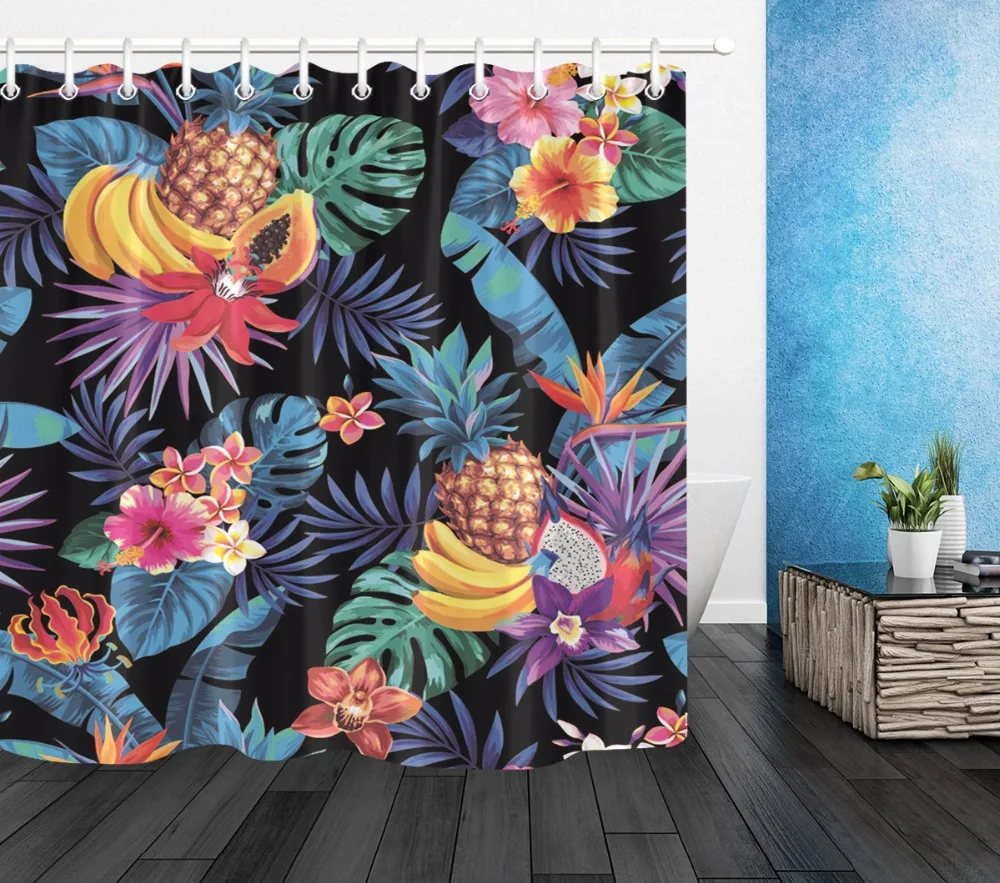 €19.19 19% de réductionLB fruits tropicaux fleur ananas banane papaye rideau de douche salle de bain tapis imperméable Polyester tissu pour baignoire €19.19 19% de réductionLB fruits tropicaux fleur ananas banane papaye rideau de douche salle de bain tapis imperméable Polyester tissu pour baignoire