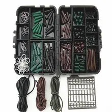 Горячая Распродажа! 1 набор Ассорти карповых рыболовных аксессуаров состоит из крючков, вертлюгов, бусин, рукавов, резиновых трубок, пробок для Установка для волос и т. д