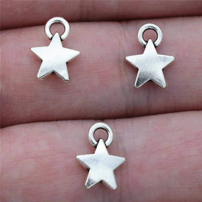 

15pcs 14*9mm Vintage Antique Silver Double Sided Small Star Charms Jewelry Making Pendants fit DIY Bracelet Christmas Decoration