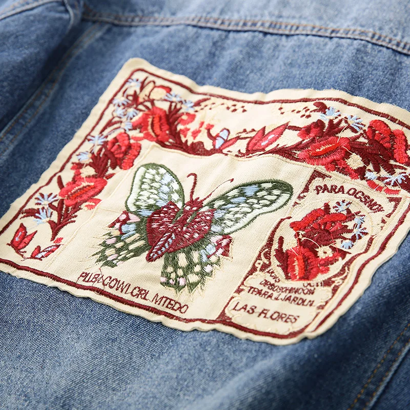 Butterfly Embroidery cowboy jacket lady cool spring and autumn 2018 new Korean Harold style jacket Coats