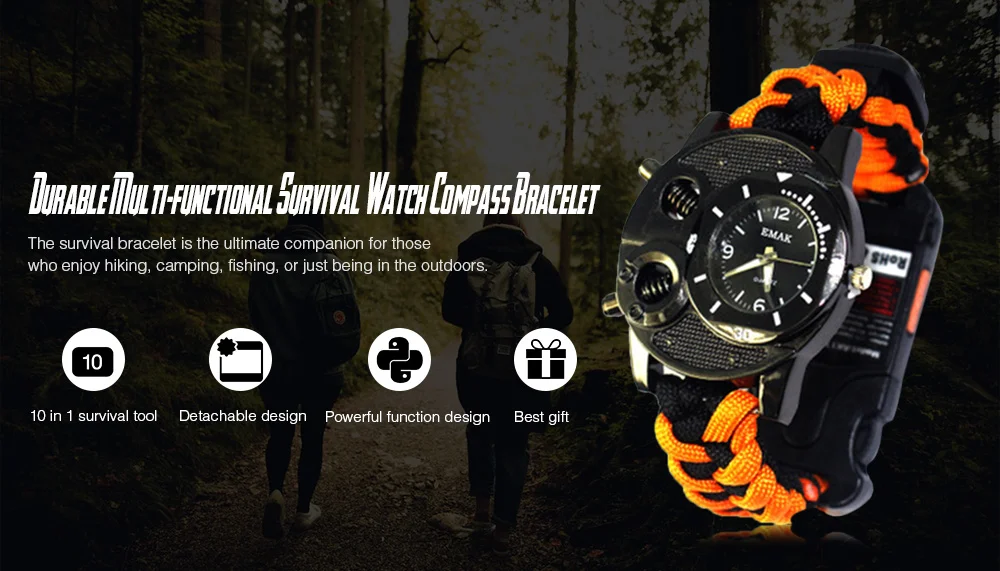 Durable Survival Watch Multi-functional Compass for Outdoor Camping 