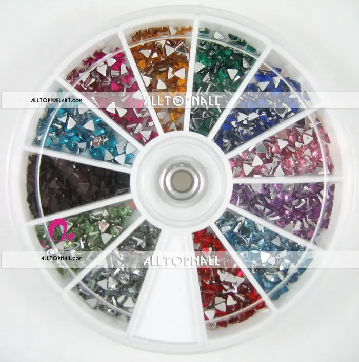 12 цветов, 2,5 мм, граненые украшения для дизайна ногтей, 55 колес/партия, 66000 шт, стразы для дизайна ногтей