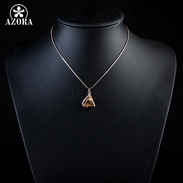 Женское колье из розового золота с фианитами|necklace a|pendant necklacetriangle pendant |