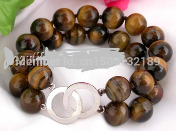 

Natural 2strands 8" 12mm round tiger's-eye (A0427) bracelet