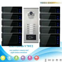 YobangSecurity 1 Camera 10 Monitor Video Intercom 7″Inch Video Door Phone Doorbell Chime RFID Access Control For Home Security