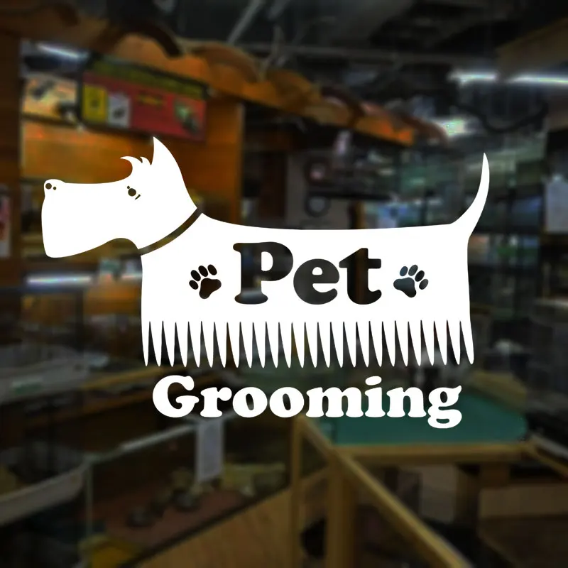 Pets Grooming Salon Wall Sticker Vinyl Interior Design Dog Puppy Pet Shop Decor Window Decals Removable Murals Cheap Sale A256