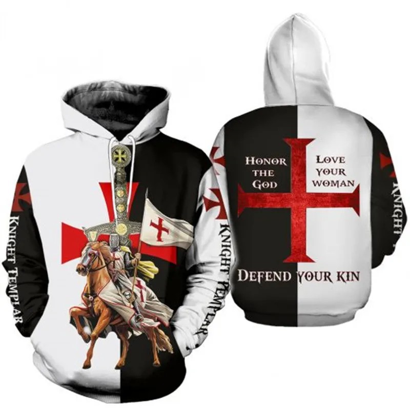 

Medieval Warriors Knight Templar Crusader Costume 3D printing The Crusaders Hoodie Jackets Cosplay Hoodie Sweatshirts man Top
