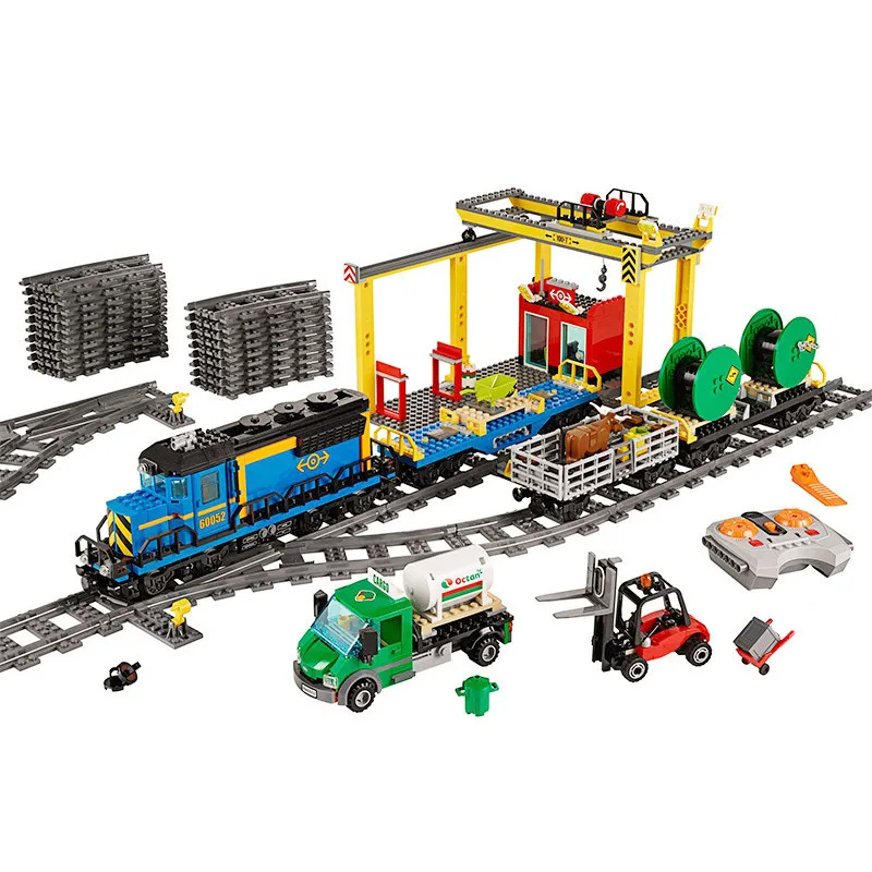 

Diy Compatible legoing Train Sets 60052 City Series the Cargo Train Building Blocks Bricks Educational Toys for Children Gifts