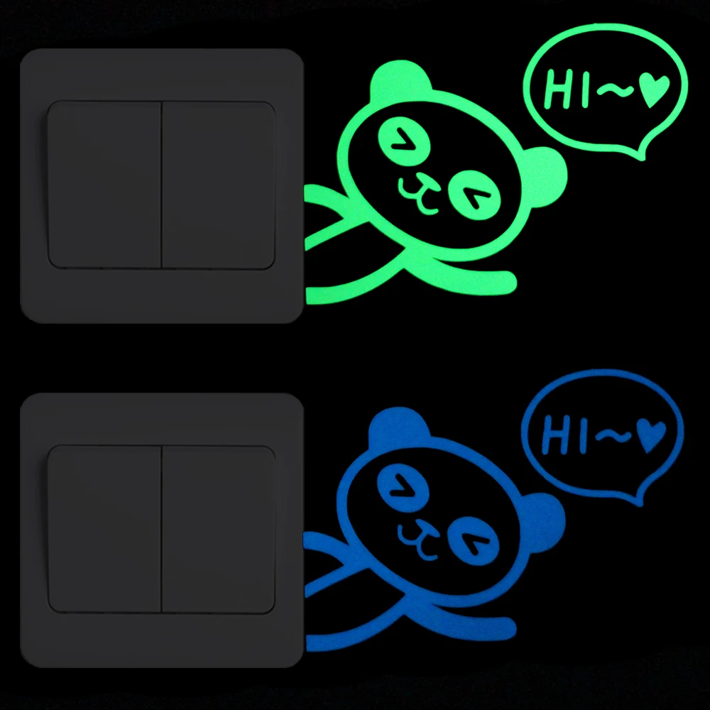 

Cartoon Panda Hi Luminous Switch Sticker Glow in Dark Wall Sticker Child Bedroom Bed Furniture Wardrobe Door Laptop DIY Sticker