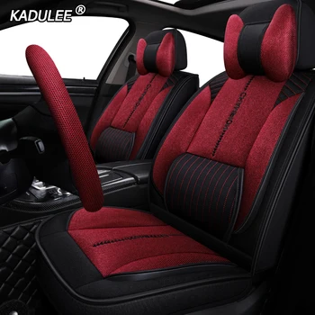 

KADULEE Auto FLAX car seat cover For dongfeng ax7 mitsubishi pajero vw fox passat b4 b5 b5.5 b6 b7 b8 peugeot 4008 car set cover
