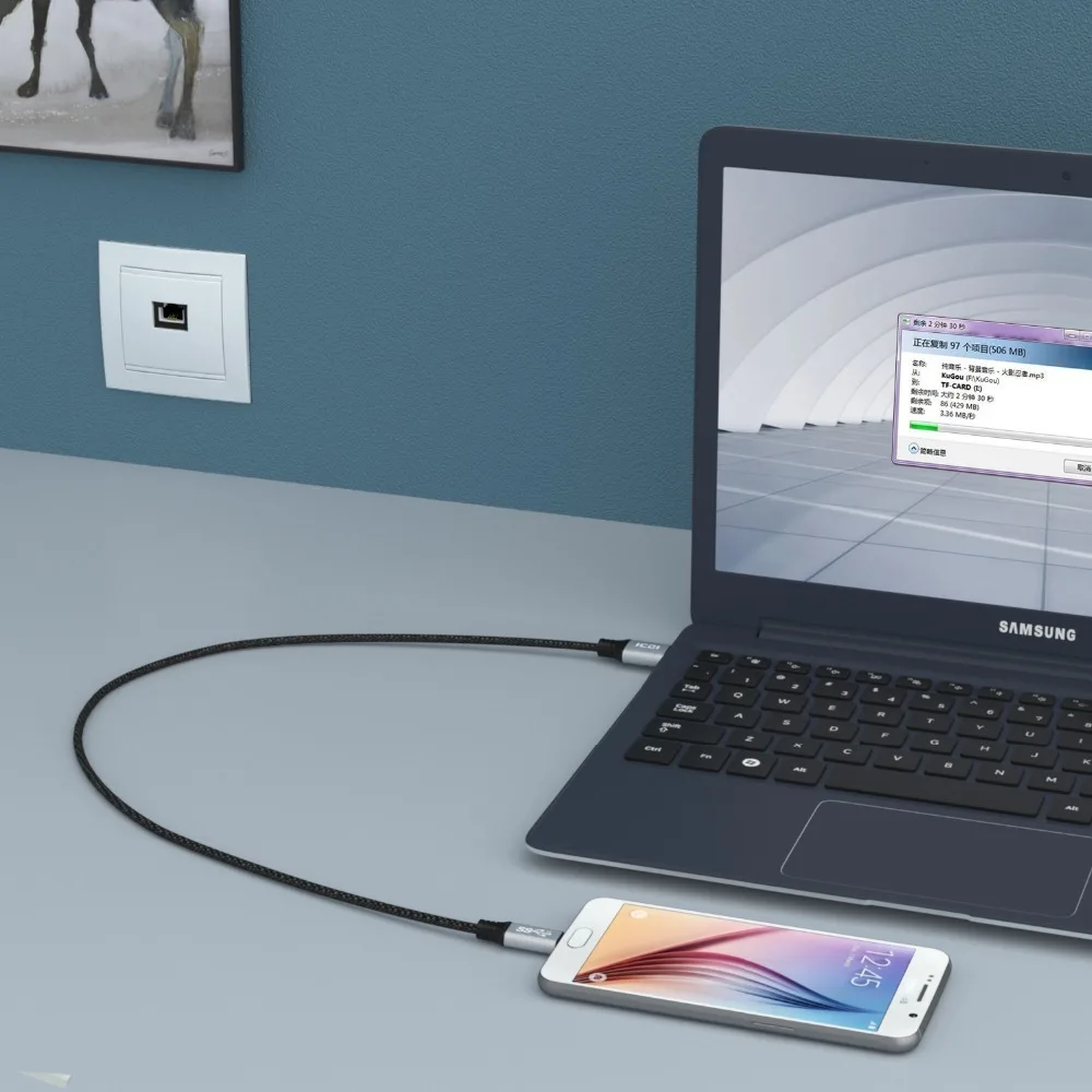 ICZI usb type-C кабель с нейлоновой оплеткой USB C к USB 3,0 кабель для быстрой зарядки и USB-C данных для samsung Galaxy S8/S8 Plus/Note