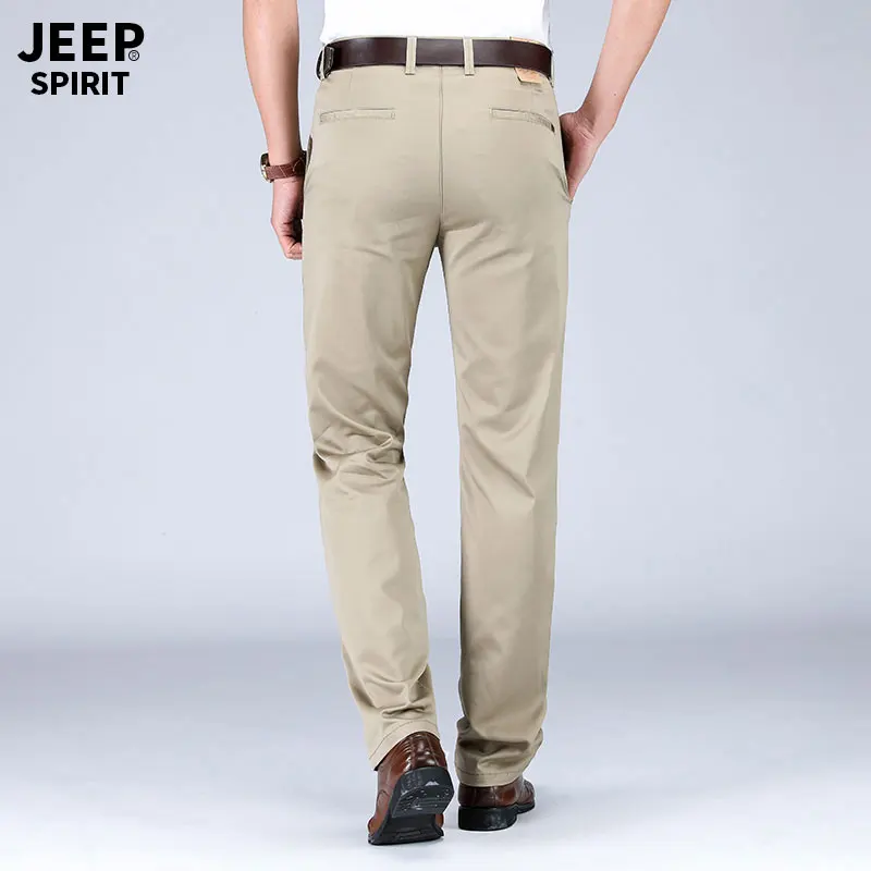 2019 Summer Autumn JEEP Brand Casual Suit Pants Straight Style Lyocell Men's Casual Mid Waist Cotton Pants Fashion Trousers (15)