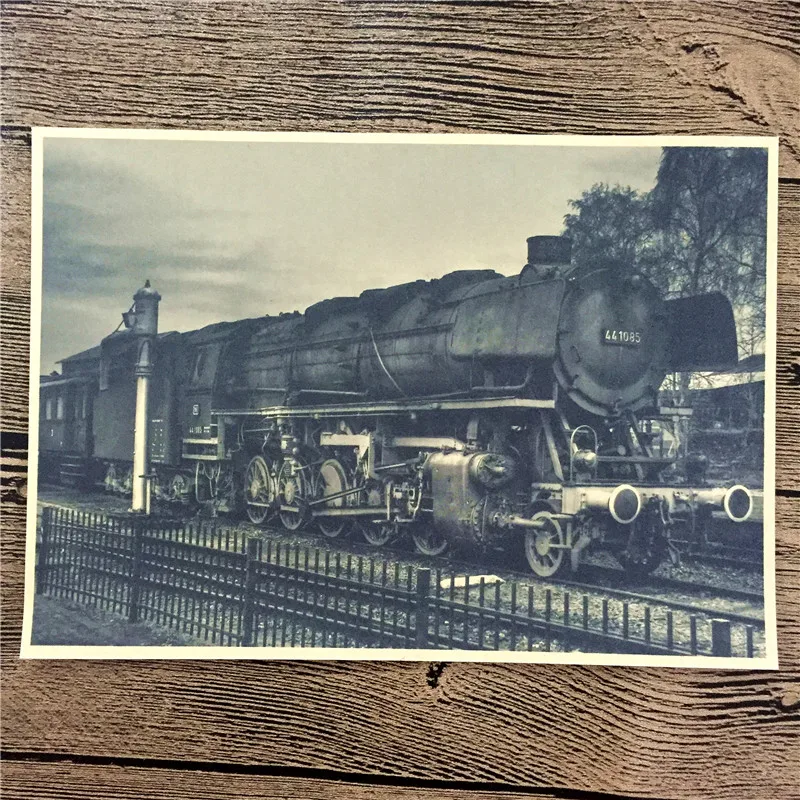 

RMT-011 New 2016 retro vintage kraft paper"Steam locomotive"home decorative pictures for bedroom wall art craft sticker 42x30 cm