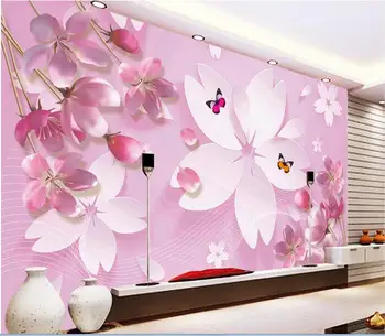 

3d wallpaper custom mural non-woven 3d room wall stickers 3 d Flowers TV setting wall is butterfly paintings 3d wall murals