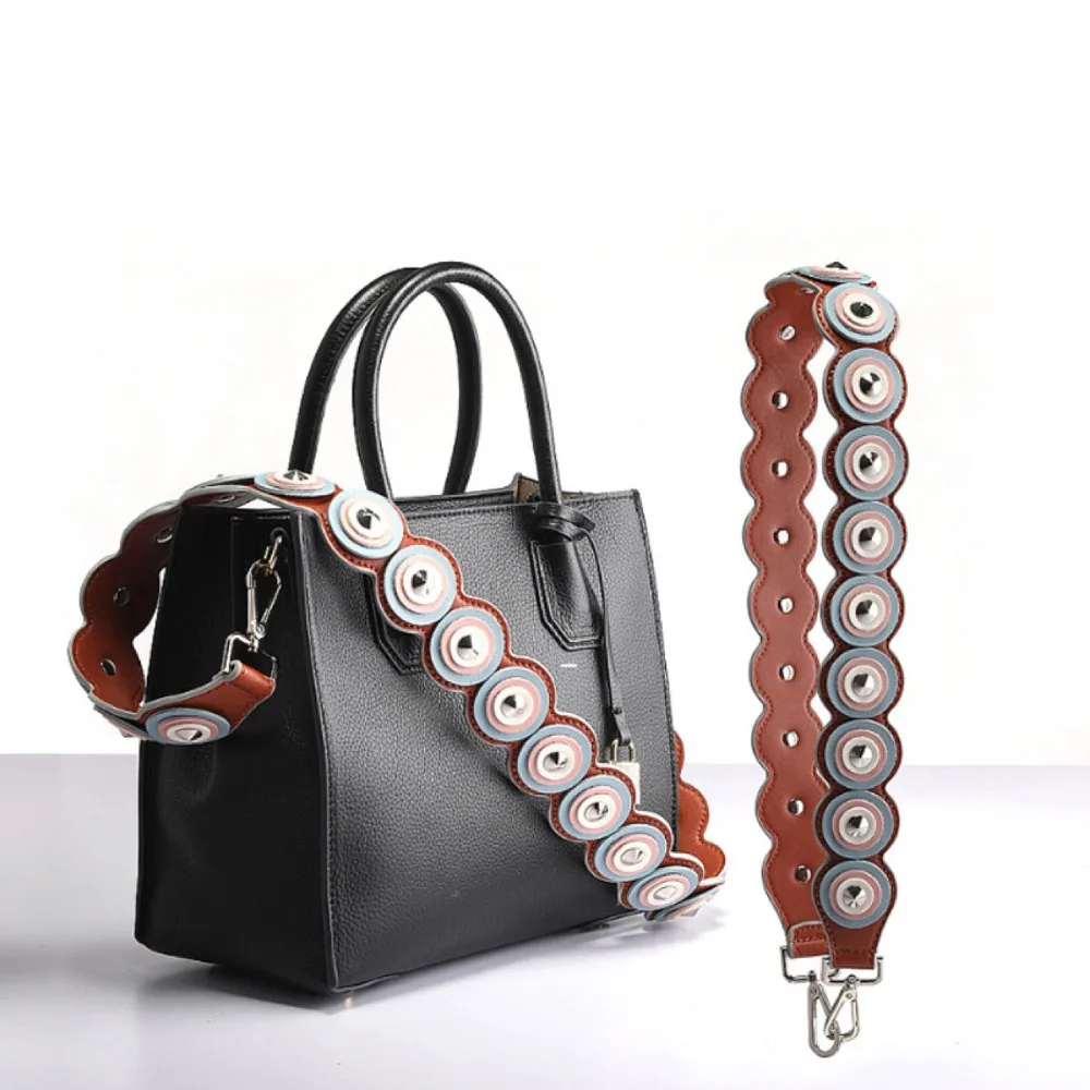 

High Quality Leather Round Rivet Women Bags Strap Shoulder Bag Belts Band 90cm Long Strap DIY Decoration Accessories KZ151313
