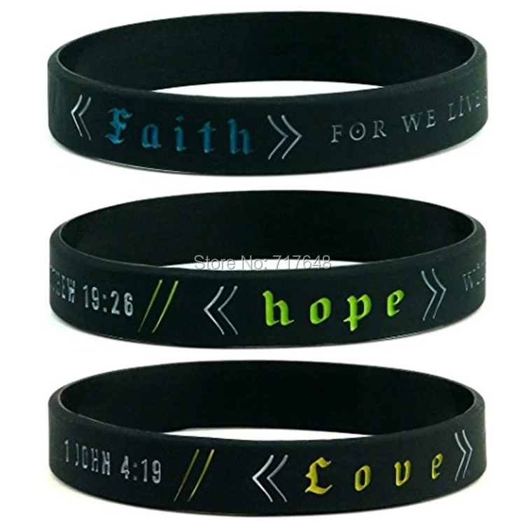 1 шт. силиконовые браслеты с надписью Faith Hope &amp Love with Библии версия Мэтью Джон 2