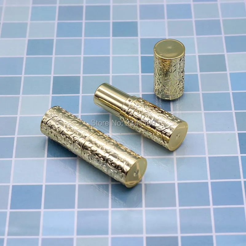 Empty Lipstick Tube 12.1 Gold Carved Lip Balm Tube Cosmetic Container Patterned Lipbalm Tube Empty Gold Lipstick Packaging