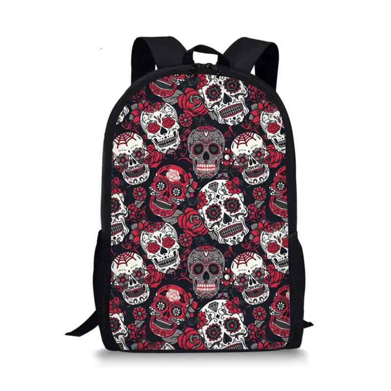 

ThiKin Teenagers Classic School Bags Trendy Sugar Skulls 3D Printed Students Schoolbag Women's Large Shoulder Backpack 2019